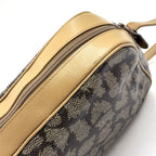 Saint Laurent Giraffe Pattern YSL Logo Calfskin Brown Beige Shoulder Bag Gold — view 6