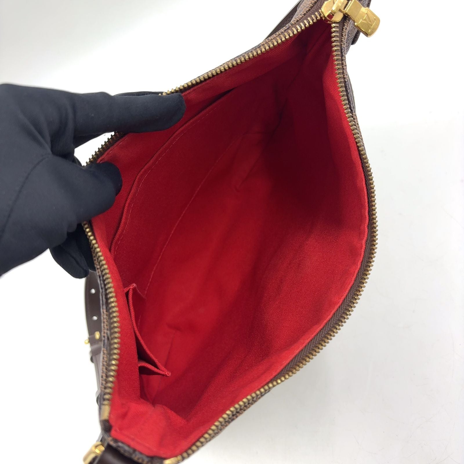 Louis Vuitton Blue Msbeli PM Damier Ebene Leather Brown Shoulder Bag Gold — view 3