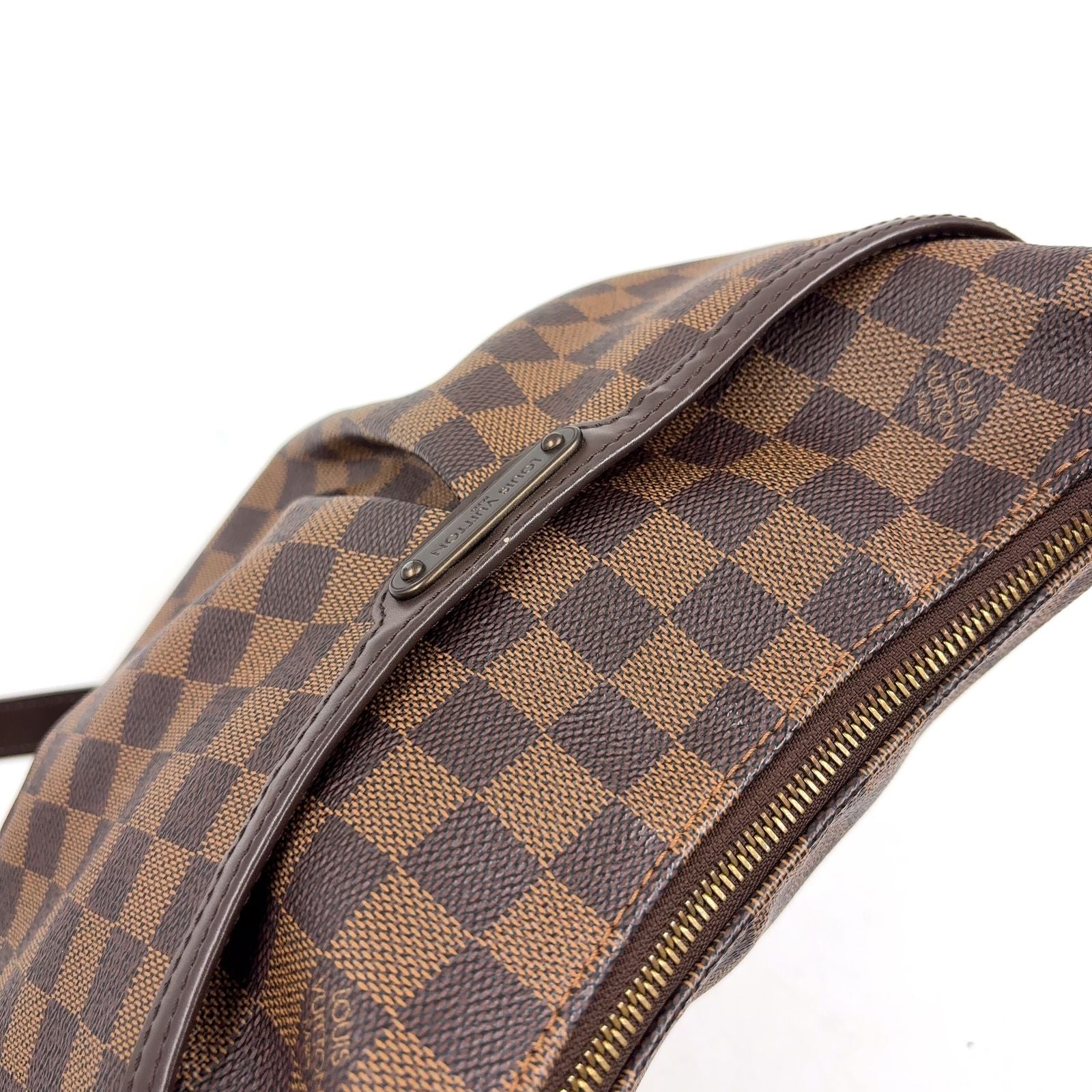 Louis Vuitton Blue Msbeli PM Damier Ebene Leather Brown Shoulder Bag Gold — view 9