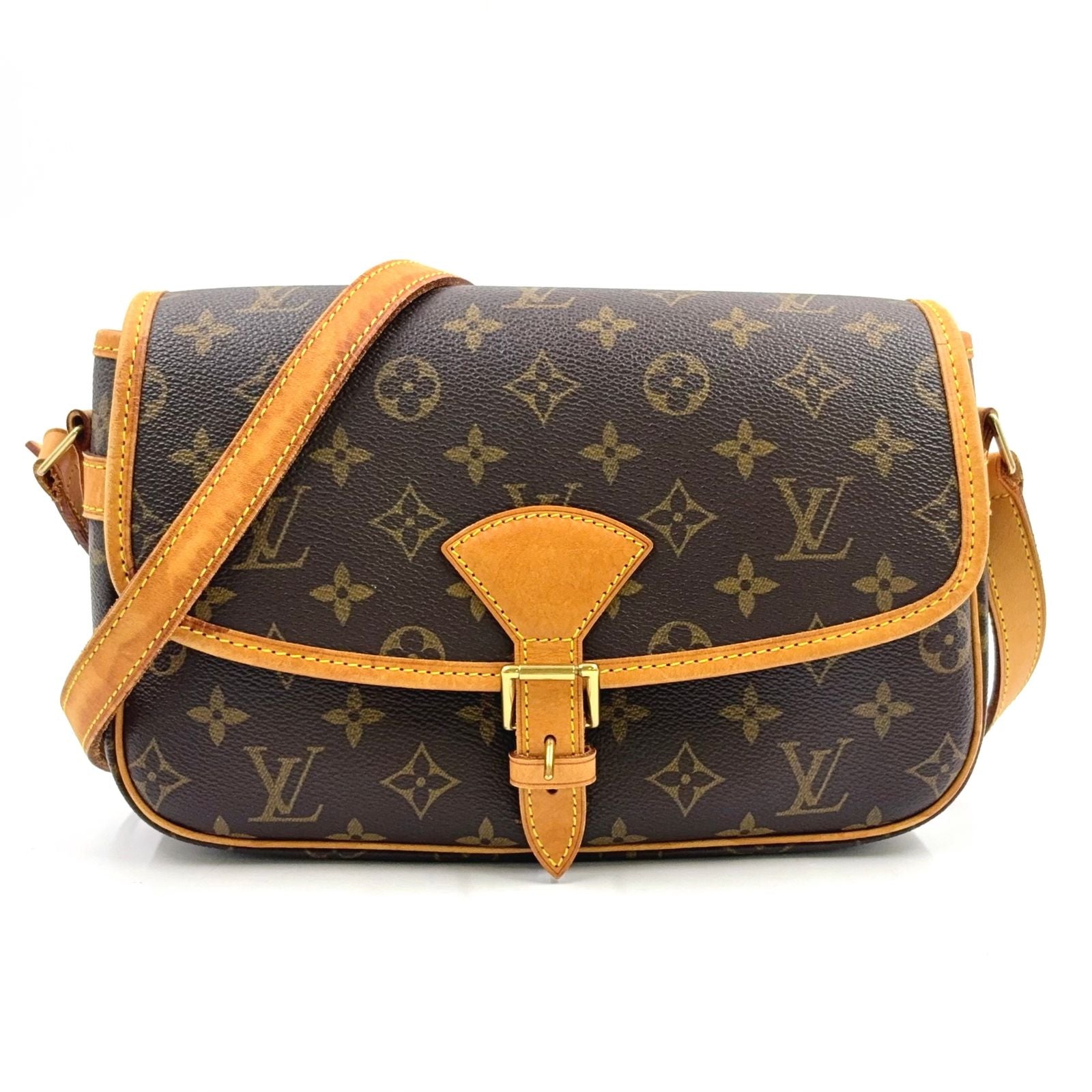 Louis Vuitton Sologne Monogram Leather Brown Light Shoulder Bag Gold