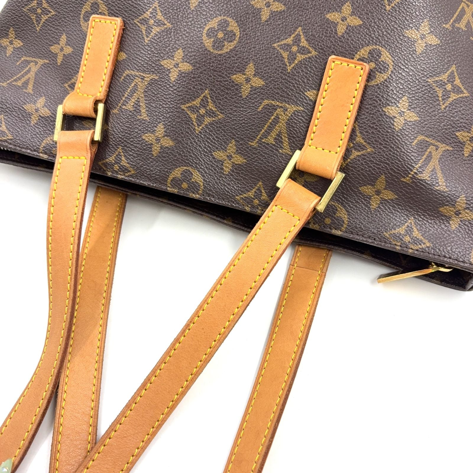 Louis Vuitton Cabas Piano Monogram Leather Brown Light Tote Gold — view 9
