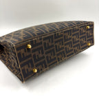 Fendi Zucca Pattern Leather Canvas Dark Brown Tote Gold — view 8