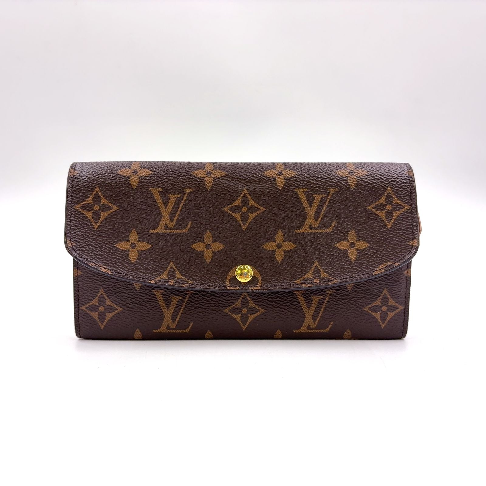 Louis Vuitton Portefeuille Emily Monogram Initials Leather Brown Light Pink