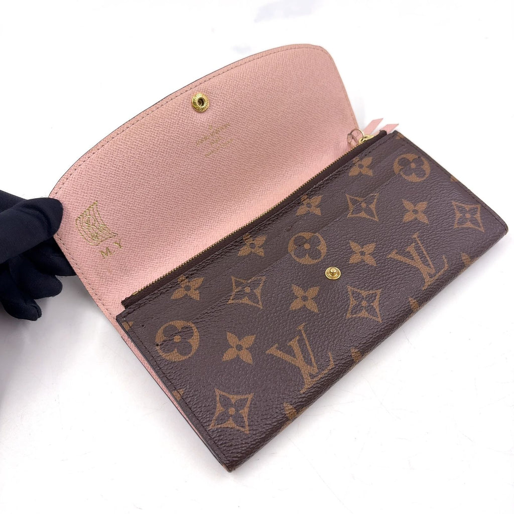 Louis Vuitton Portefeuille Emily Monogram Initials Leather Brown Light Pink — view 3