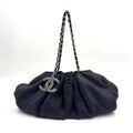 Chanel Melrose Cabas Cotton Black Chain Shoulder Bag Silver