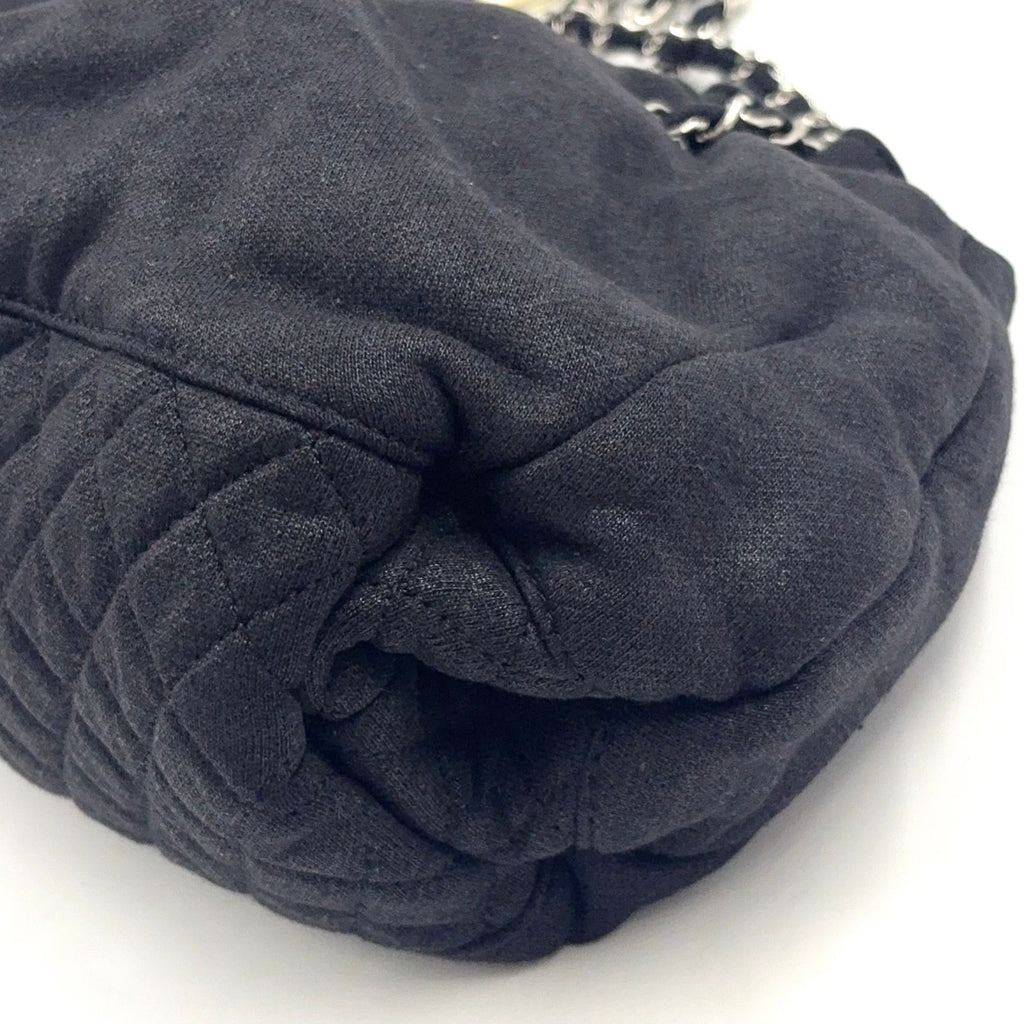 Chanel Melrose Cabas Cotton Black Chain Shoulder Bag Silver — view 8