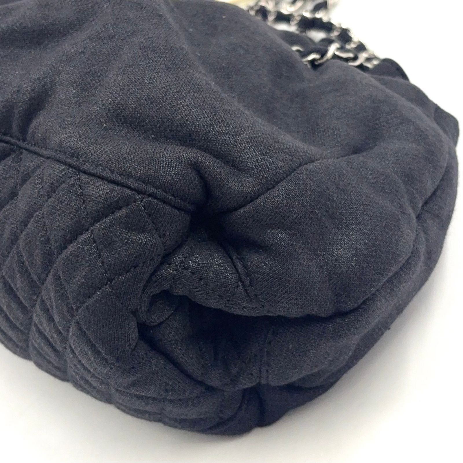 Chanel Melrose Cabas Cotton Black Chain Shoulder Bag Silver — view 8