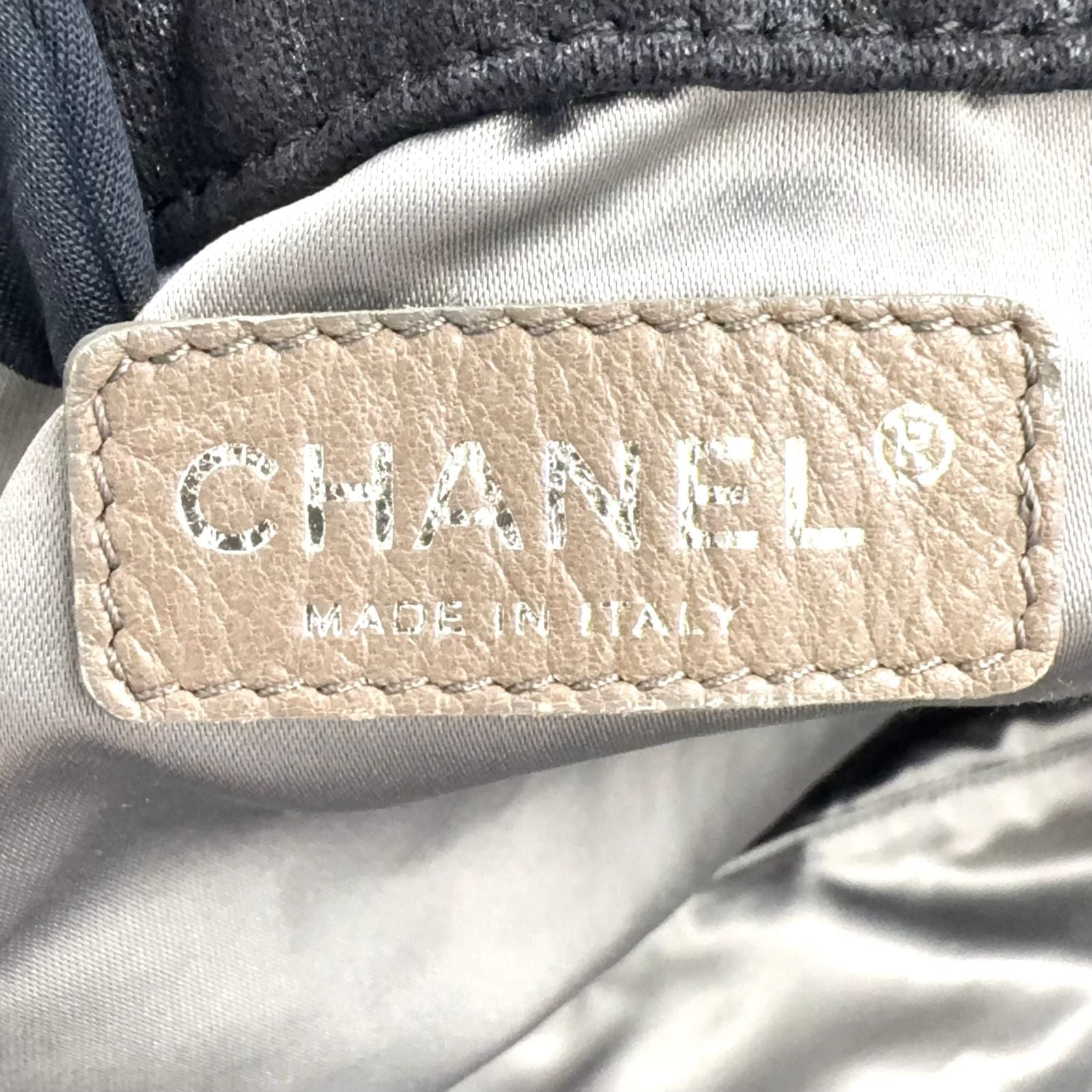 Chanel Melrose Cabas Cotton Black Chain Shoulder Bag Silver — view 4