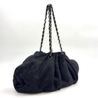 Chanel Melrose Cabas Cotton Black Chain Shoulder Bag Silver — view 2