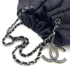 Chanel Melrose Cabas Cotton Black Chain Shoulder Bag Silver — view 5