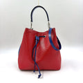 Louis Vuitton Neo Noe MM Epi Leather Blue Red Shoulder Bag Silver
