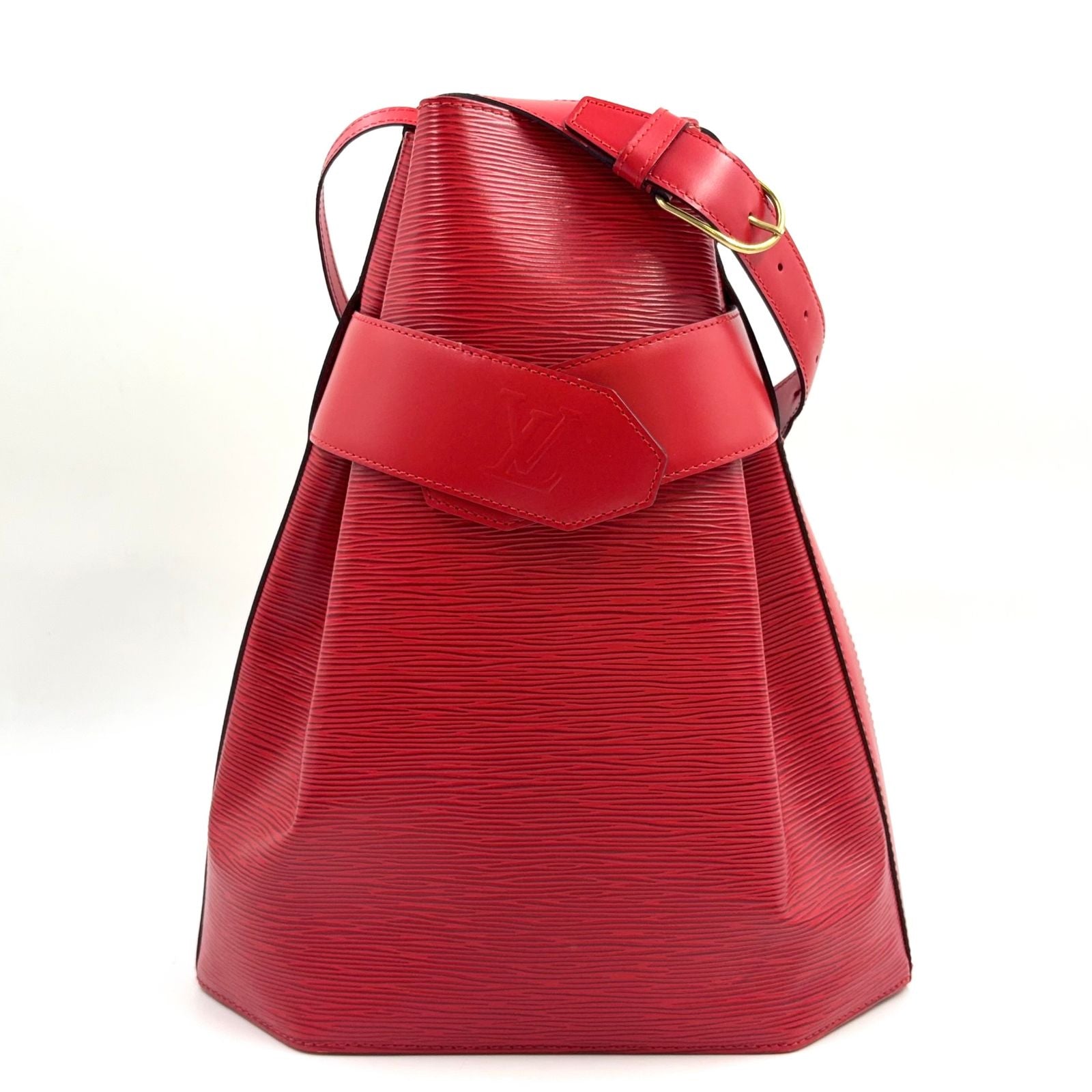 Louis Vuitton Sac Depot Epi Castilian Red Leather Shoulder Bag Gold