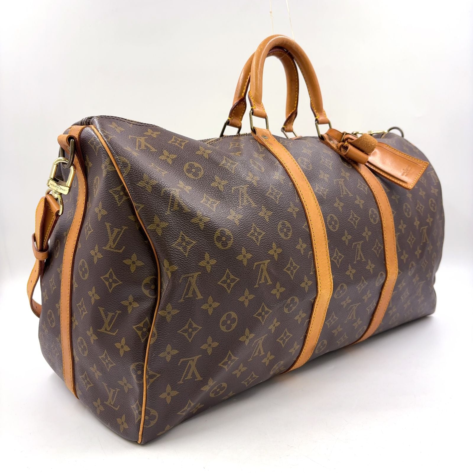Louis Vuitton Keepall Bandouliere 55 Monogram Leather Brown Light Boston — view 2