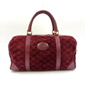 Celine Macadam Carriage Logo Leather Suede Bordeaux Mini Boston Bag Gold