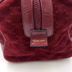 Celine Macadam Carriage Logo Leather Suede Bordeaux Mini Boston Bag Gold — view 4