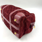 Celine Macadam Carriage Logo Leather Suede Bordeaux Mini Boston Bag Gold — view 9