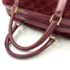 Celine Macadam Carriage Logo Leather Suede Bordeaux Mini Boston Bag Gold — view 5