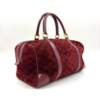 Celine Macadam Carriage Logo Leather Suede Bordeaux Mini Boston Bag Gold — view 2