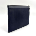Saint Laurent Paris Rive Gauche Leather Canvas Black Clutch Silver — view 2