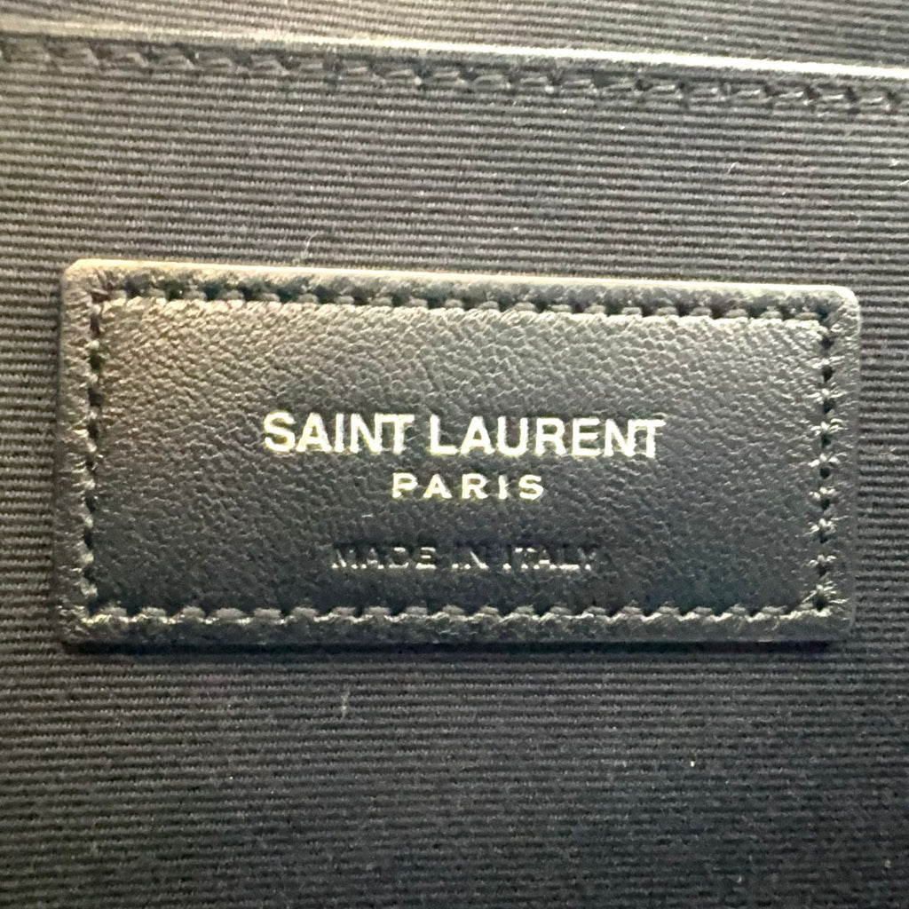 Saint Laurent Paris Rive Gauche Leather Canvas Black Clutch Silver — view 4