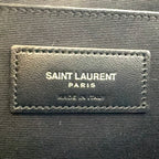 Saint Laurent Paris Rive Gauche Leather Canvas Black Clutch Silver — view 4