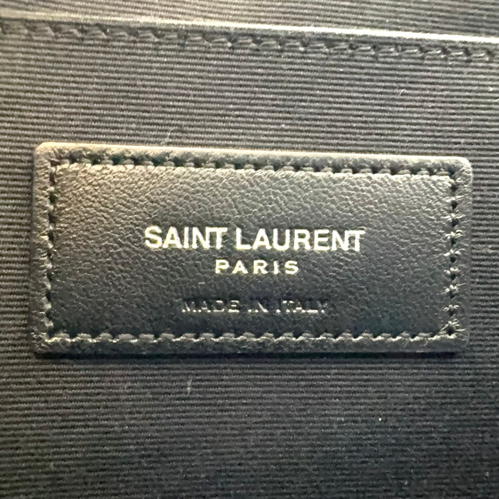 Saint Laurent Paris Rive Gauche Leather Canvas Black Clutch Silver — view 4