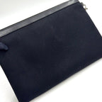 Saint Laurent Paris Rive Gauche Leather Canvas Black Clutch Silver — view 6