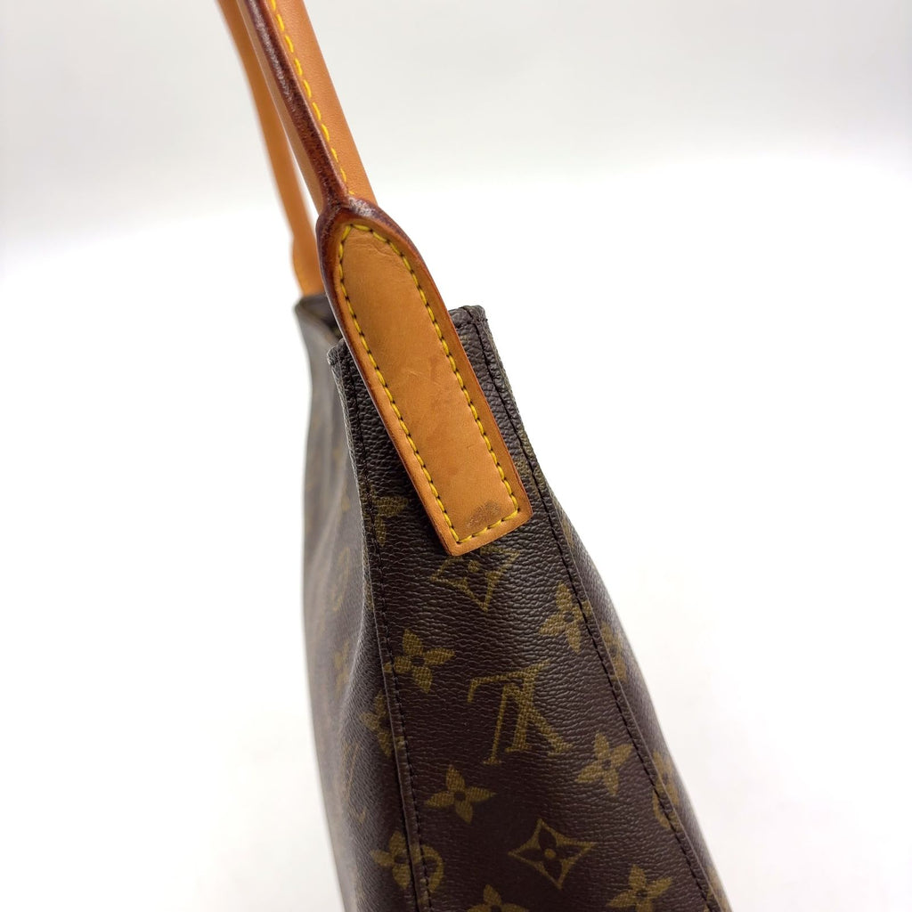 Louis Vuitton Looping GM Monogram Leather Brown Light Shoulder Bag Gold — view 7