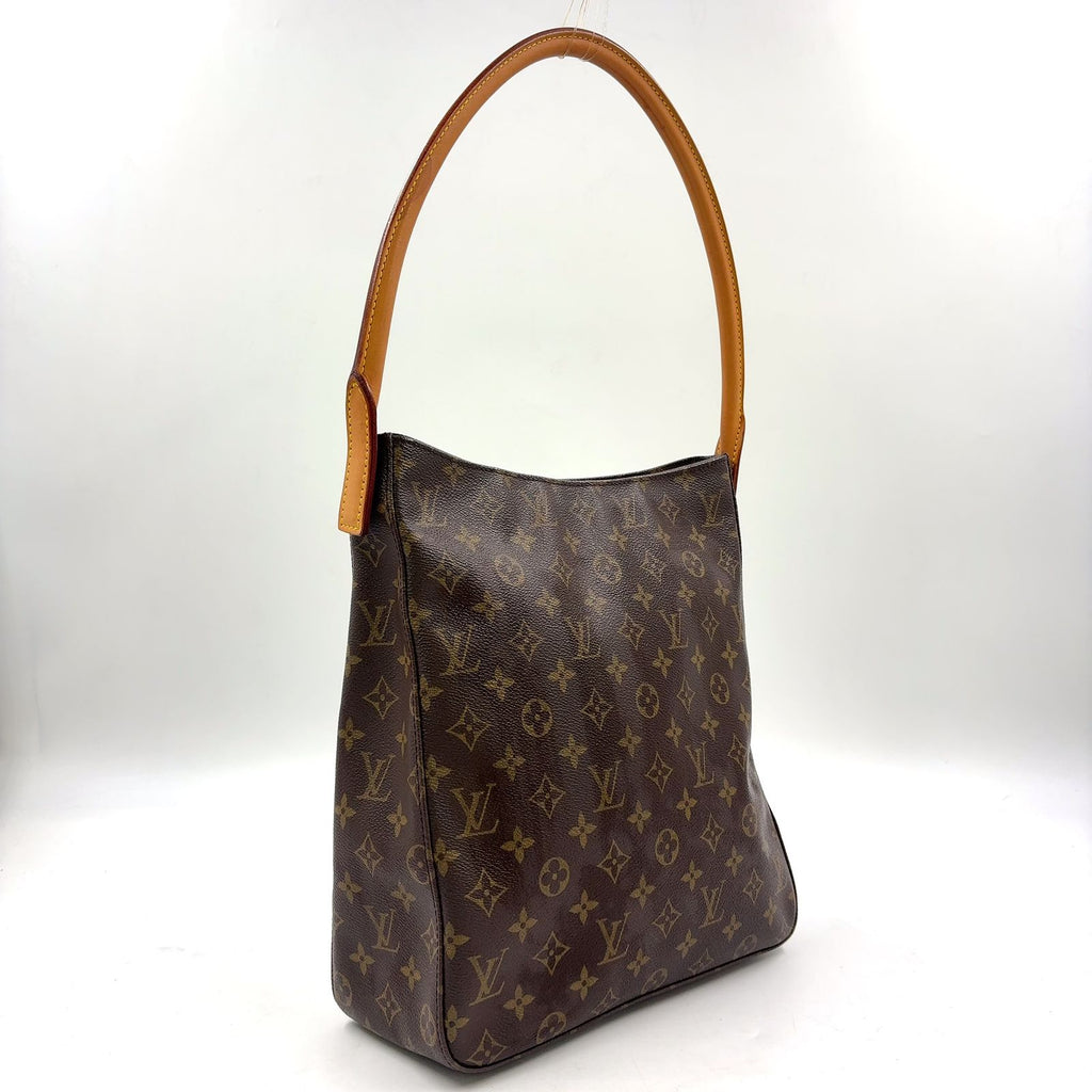 Louis Vuitton Looping GM Monogram Leather Brown Light Shoulder Bag Gold — view 2