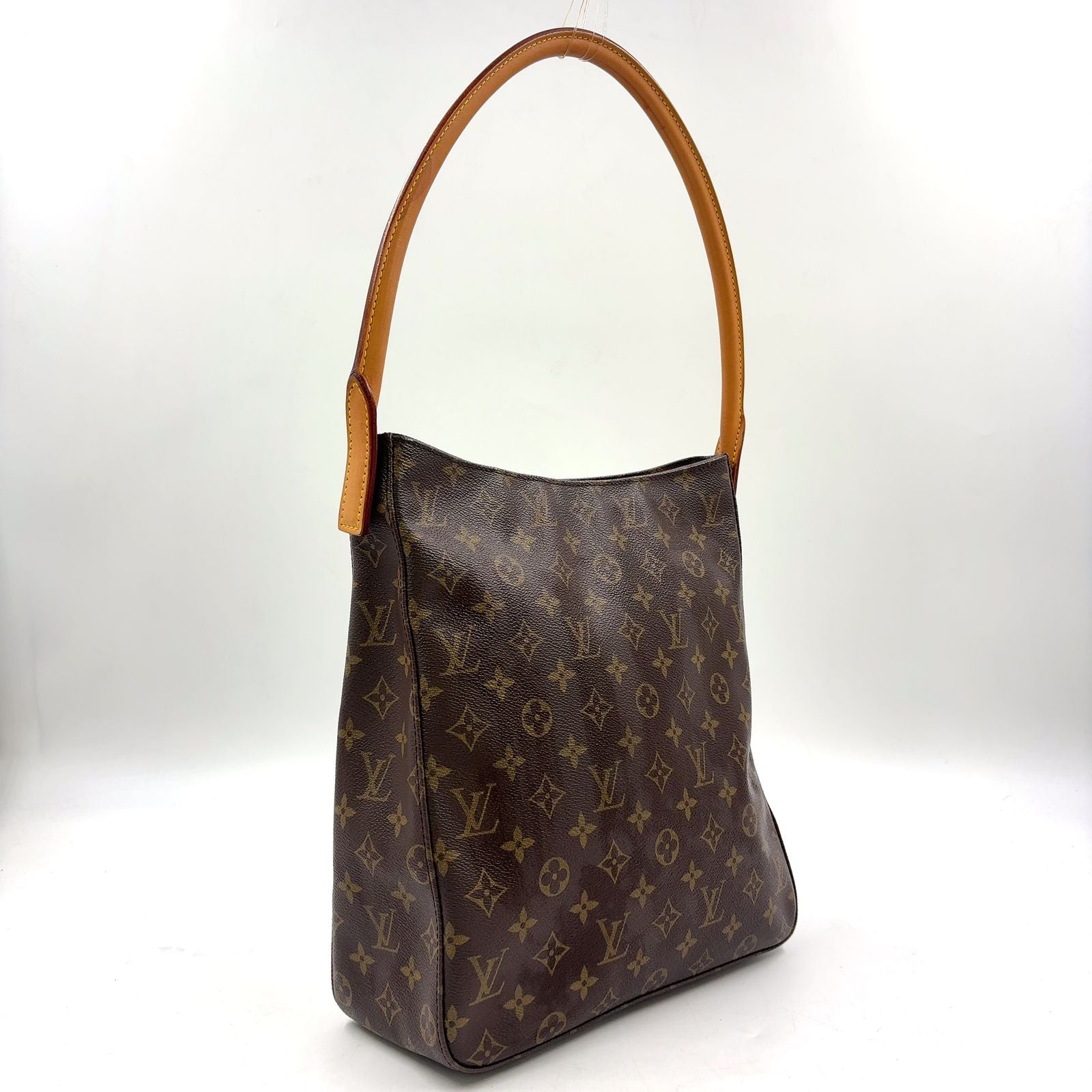 Louis Vuitton Looping GM Monogram Leather Brown Light Shoulder Bag Gold — view 2