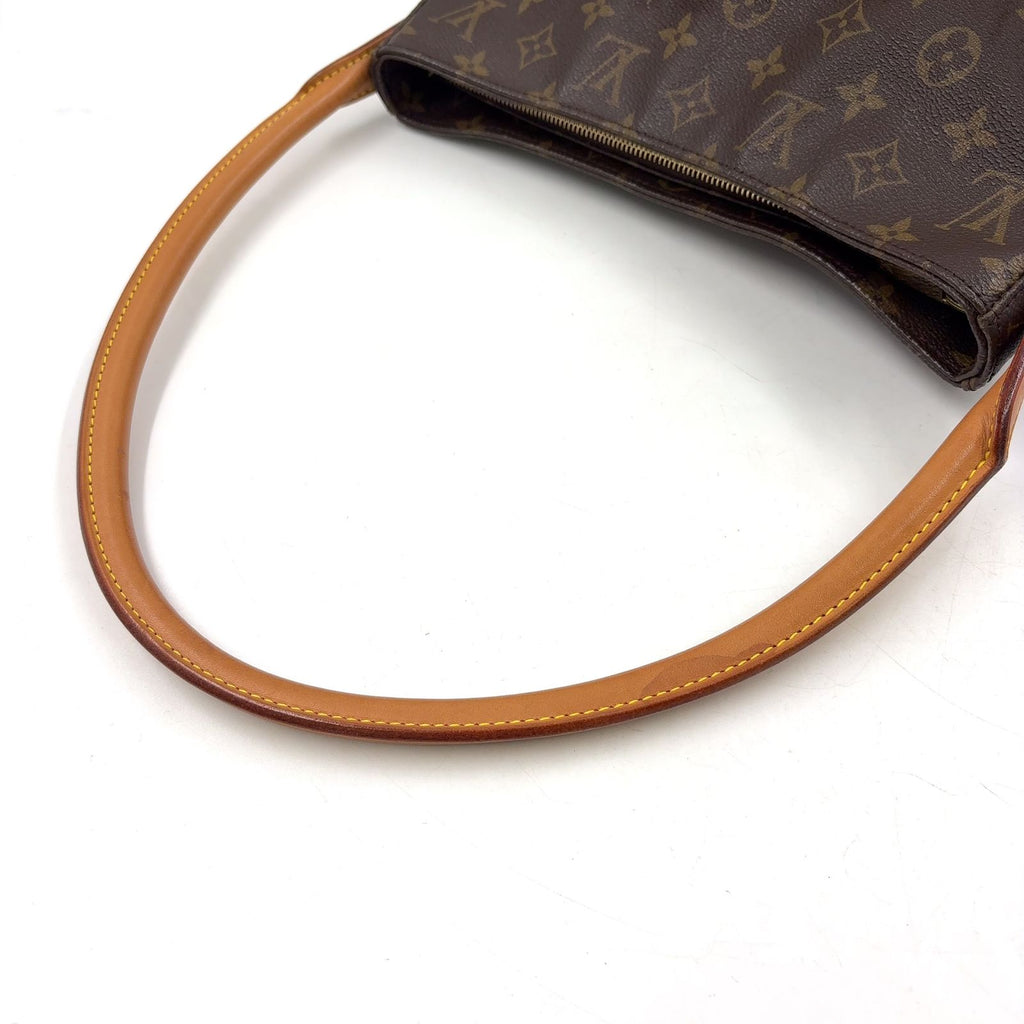 Louis Vuitton Looping GM Monogram Leather Brown Light Shoulder Bag Gold — view 6