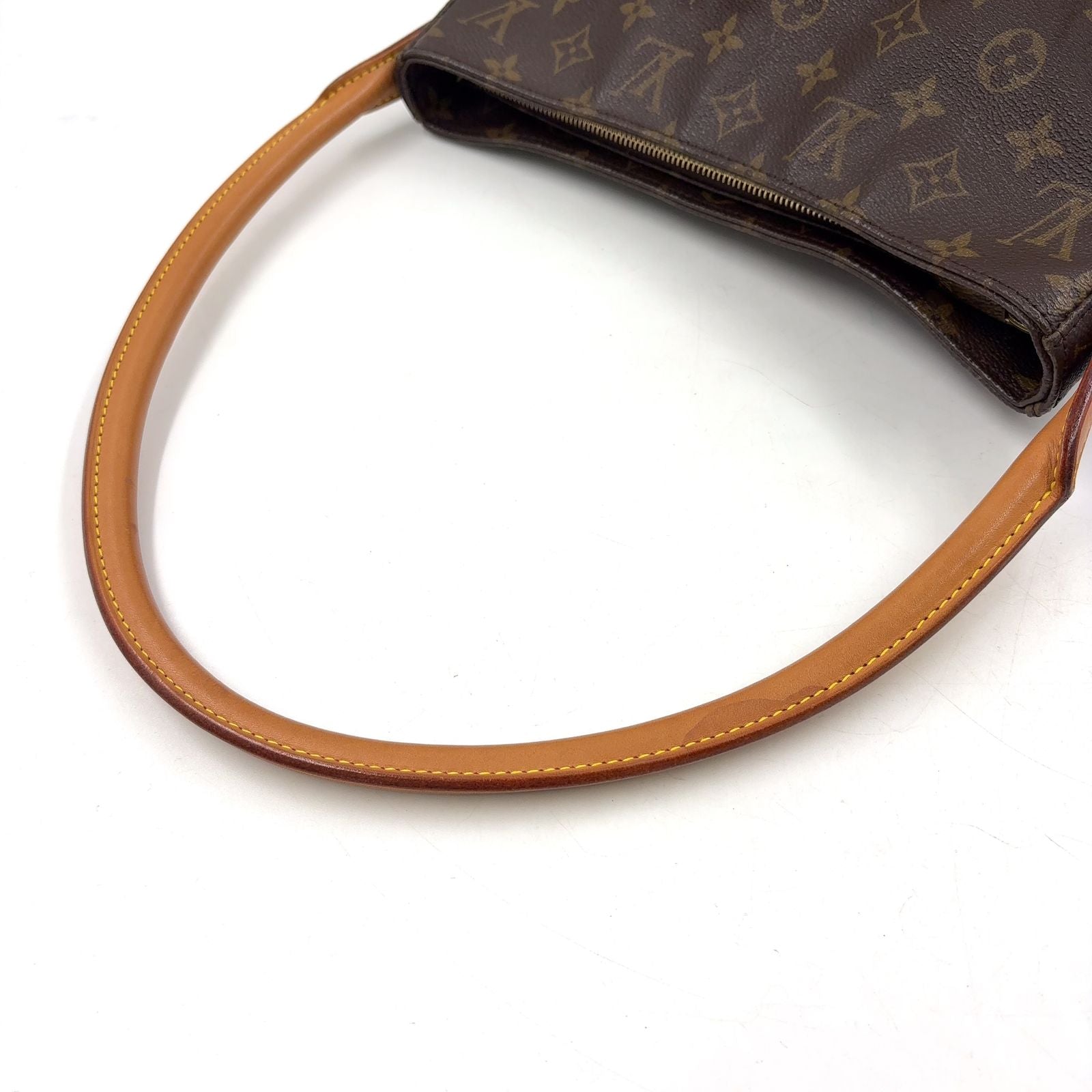 Louis Vuitton Looping GM Monogram Leather Brown Light Shoulder Bag Gold — view 6