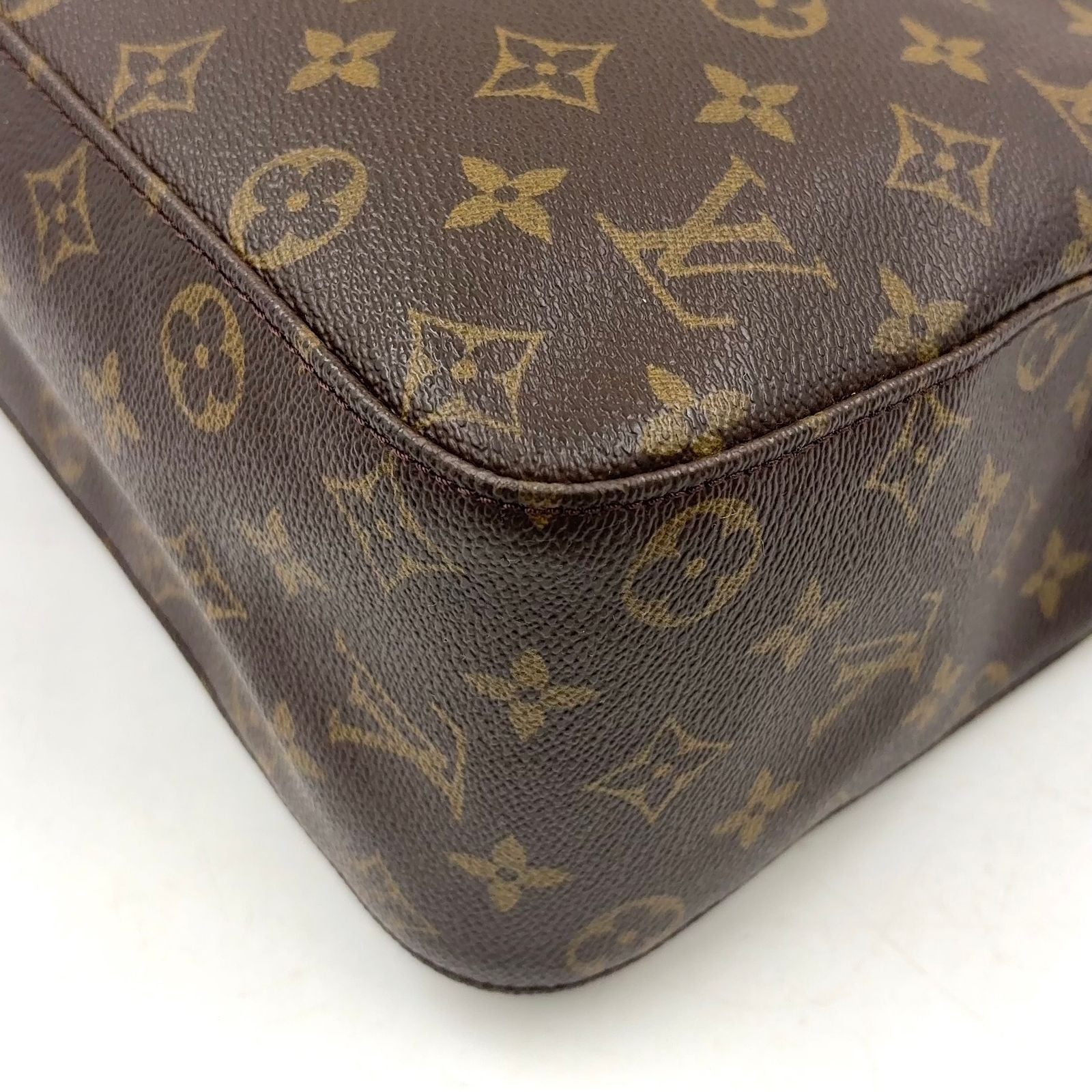Louis Vuitton Looping GM Monogram Leather Brown Light Shoulder Bag Gold — view 9