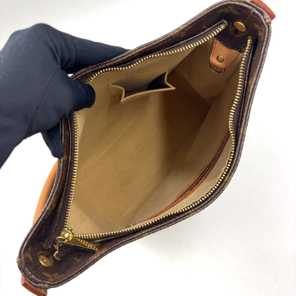 Louis Vuitton Looping GM Monogram Leather Brown Light Shoulder Bag Gold — view 3