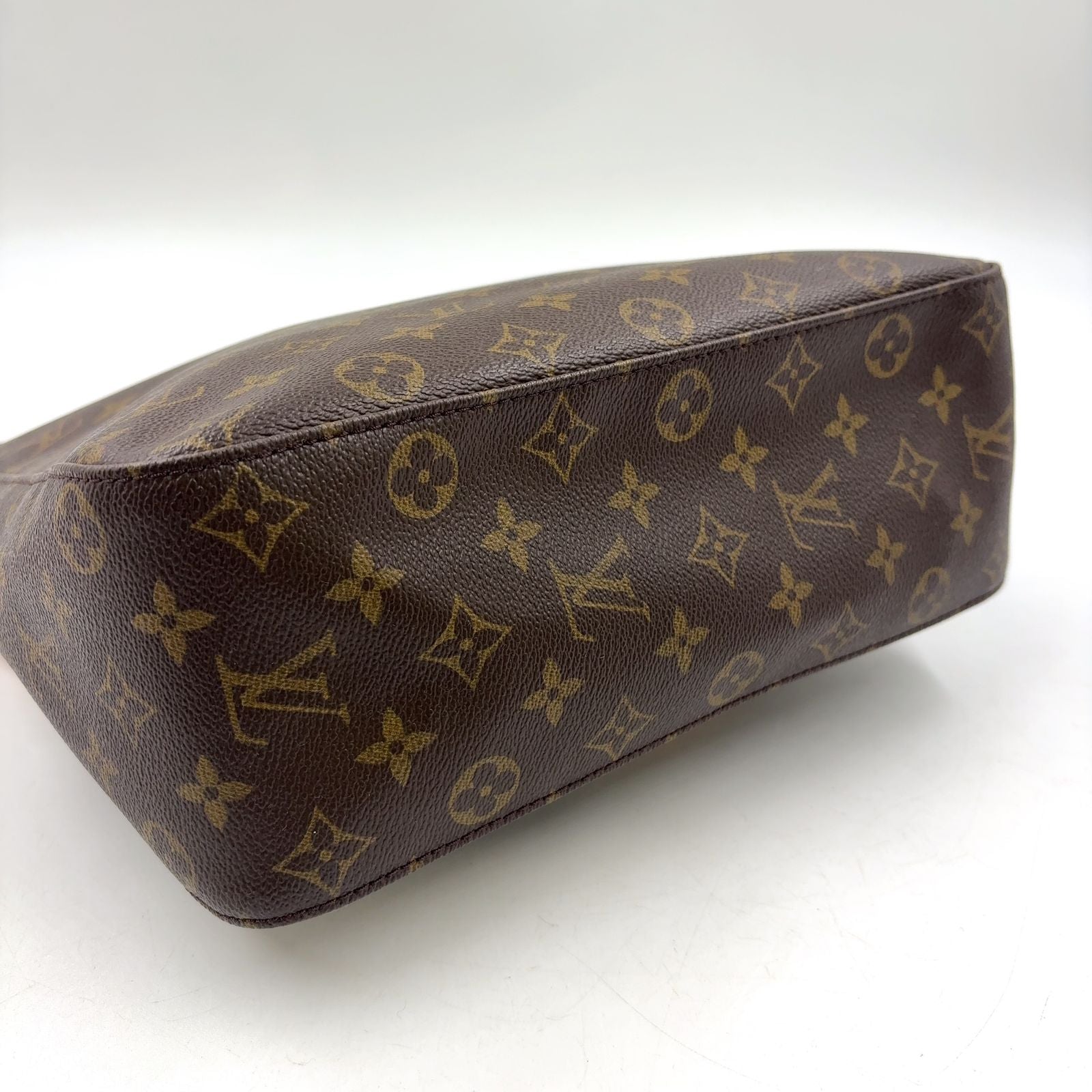 Louis Vuitton Looping GM Monogram Leather Brown Light Shoulder Bag Gold — view 8