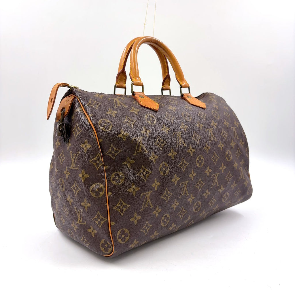 Louis Vuitton Speedy 35 Monogram Leather Brown Light Handbag Gold — view 2