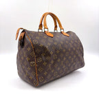 Louis Vuitton Speedy 35 Monogram Leather Brown Light Handbag Gold — view 2