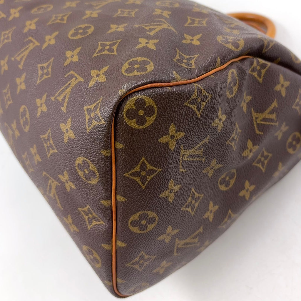 Louis Vuitton Speedy 35 Monogram Leather Brown Light Handbag Gold — view 8