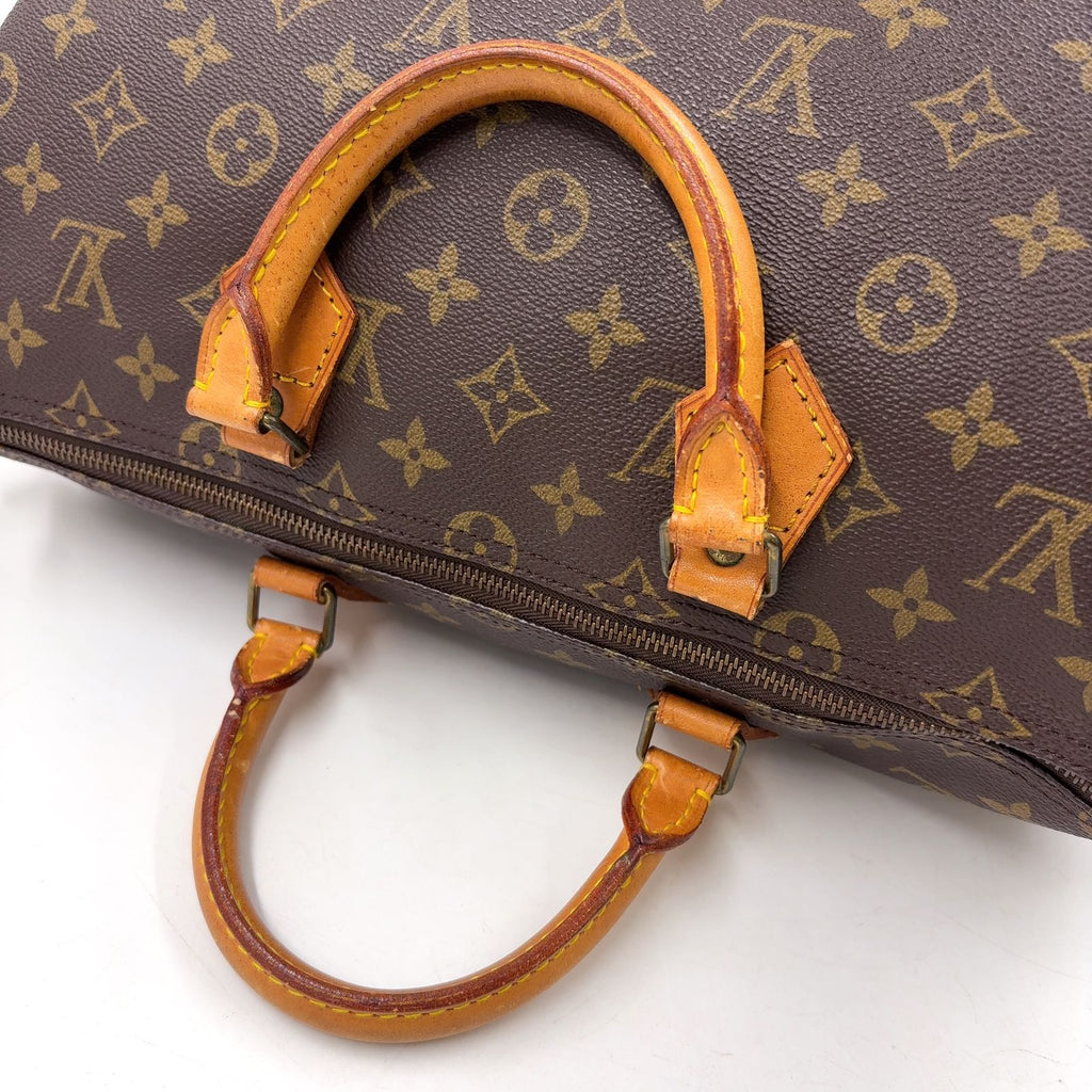 Louis Vuitton Speedy 35 Monogram Leather Brown Light Handbag Gold — view 6