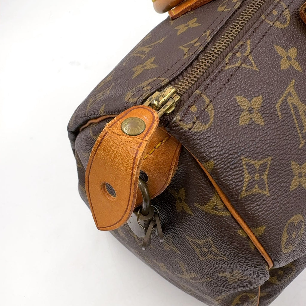 Louis Vuitton Speedy 35 Monogram Leather Brown Light Handbag Gold — view 9