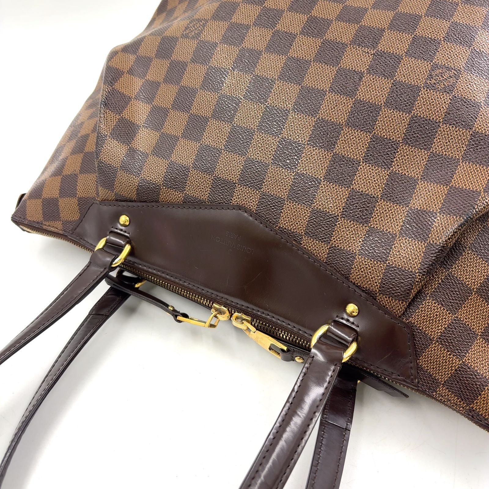 Louis Vuitton Westminster GM Damier Ebene Leather Brown Tote Gold — view 7