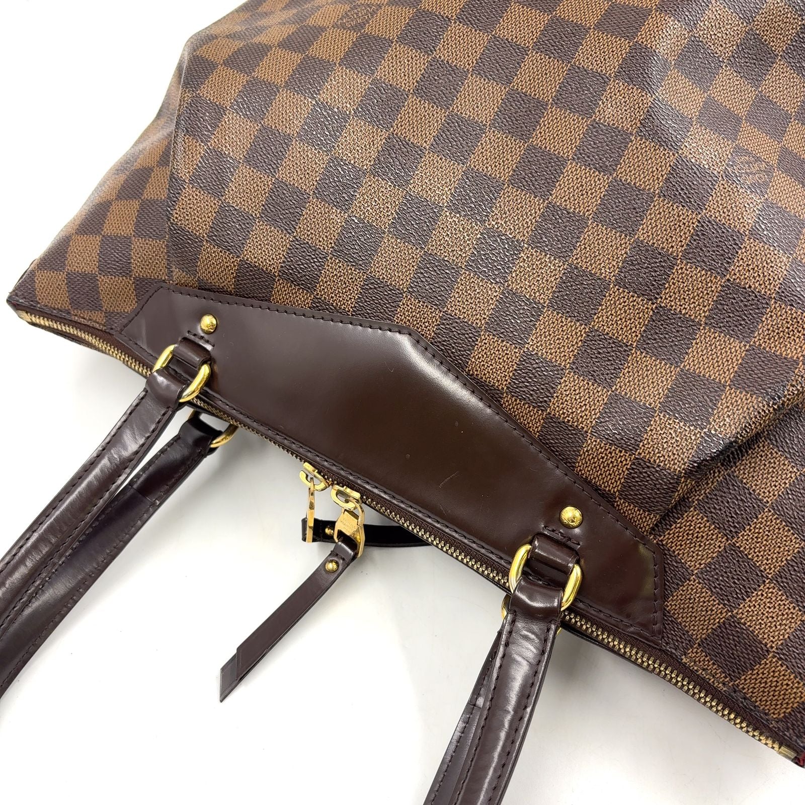 Louis Vuitton Westminster GM Damier Ebene Leather Brown Tote Gold — view 8
