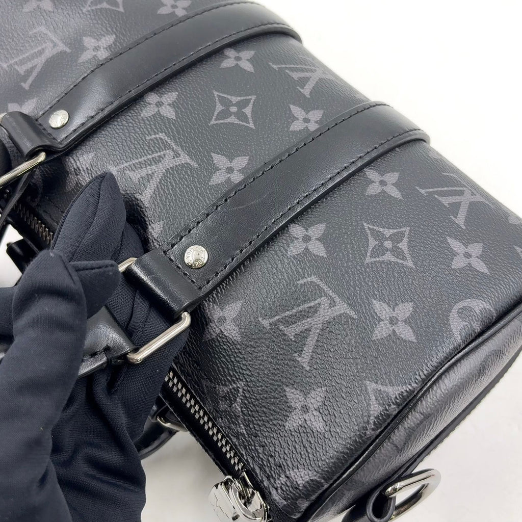 Louis Vuitton Keepall Bandouliere 25 Monogram Eclipse Leather Black Handbag — view 9