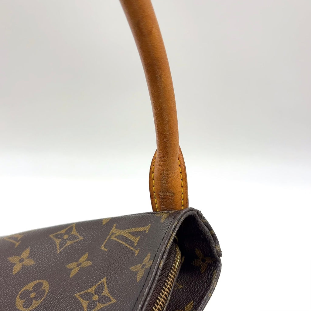 Louis Vuitton Looping GM Monogram Leather Brown Light Shoulder Bag Gold — view 6