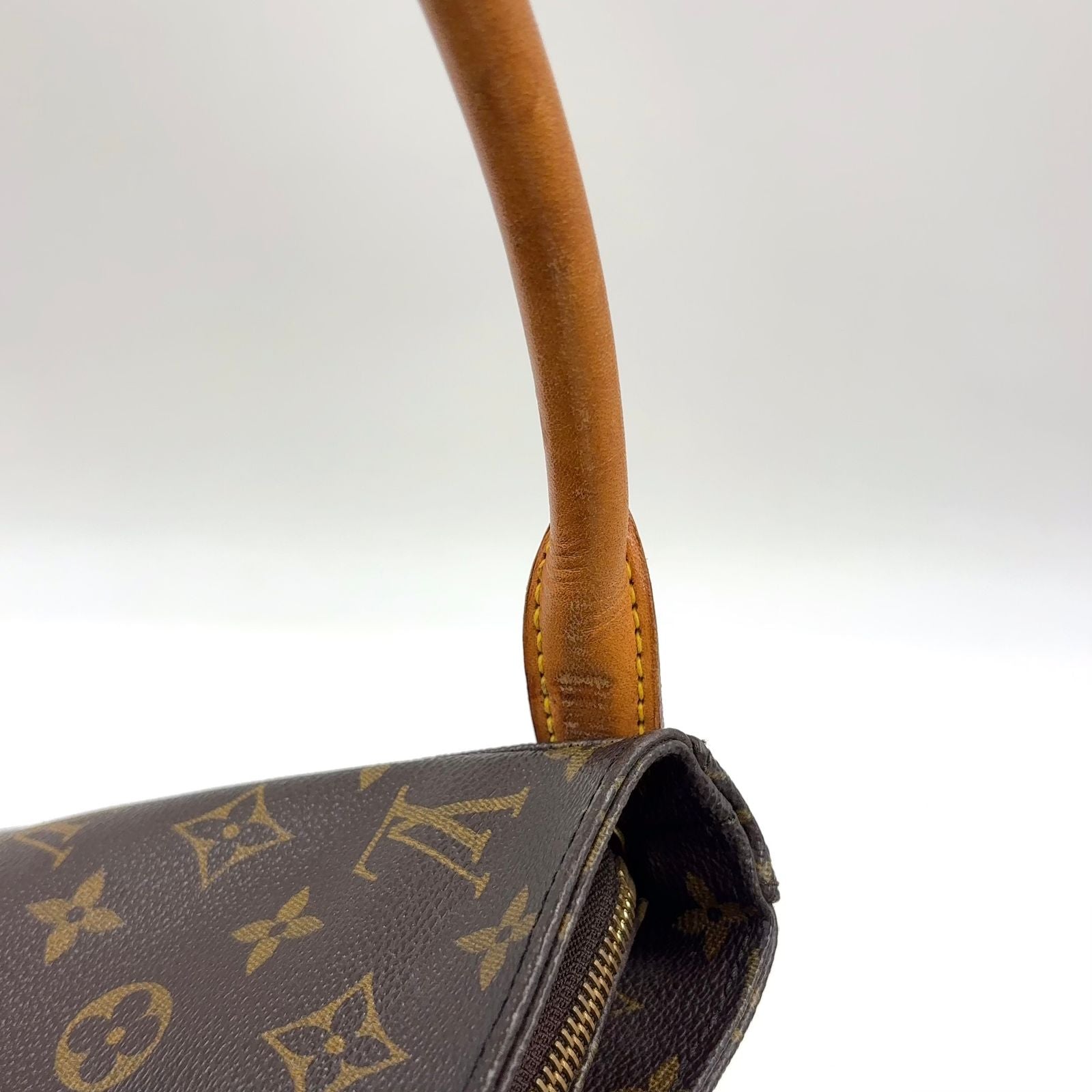 Louis Vuitton Looping GM Monogram Leather Brown Light Shoulder Bag Gold — view 6