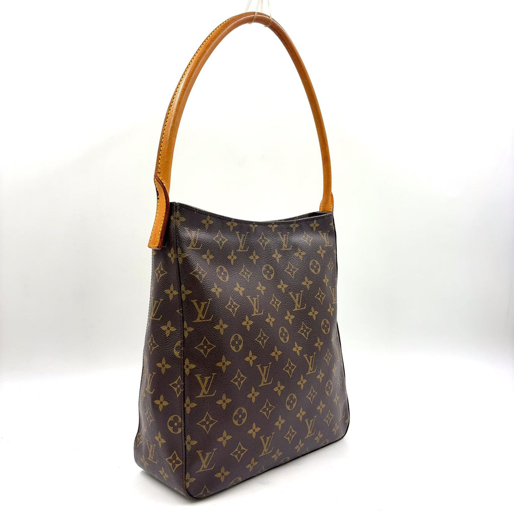 Louis Vuitton Looping GM Monogram Leather Brown Light Shoulder Bag Gold — view 2