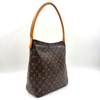 Louis Vuitton Looping GM Monogram Leather Brown Light Shoulder Bag Gold — view 2