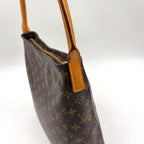 Louis Vuitton Looping GM Monogram Leather Brown Light Shoulder Bag Gold — view 7