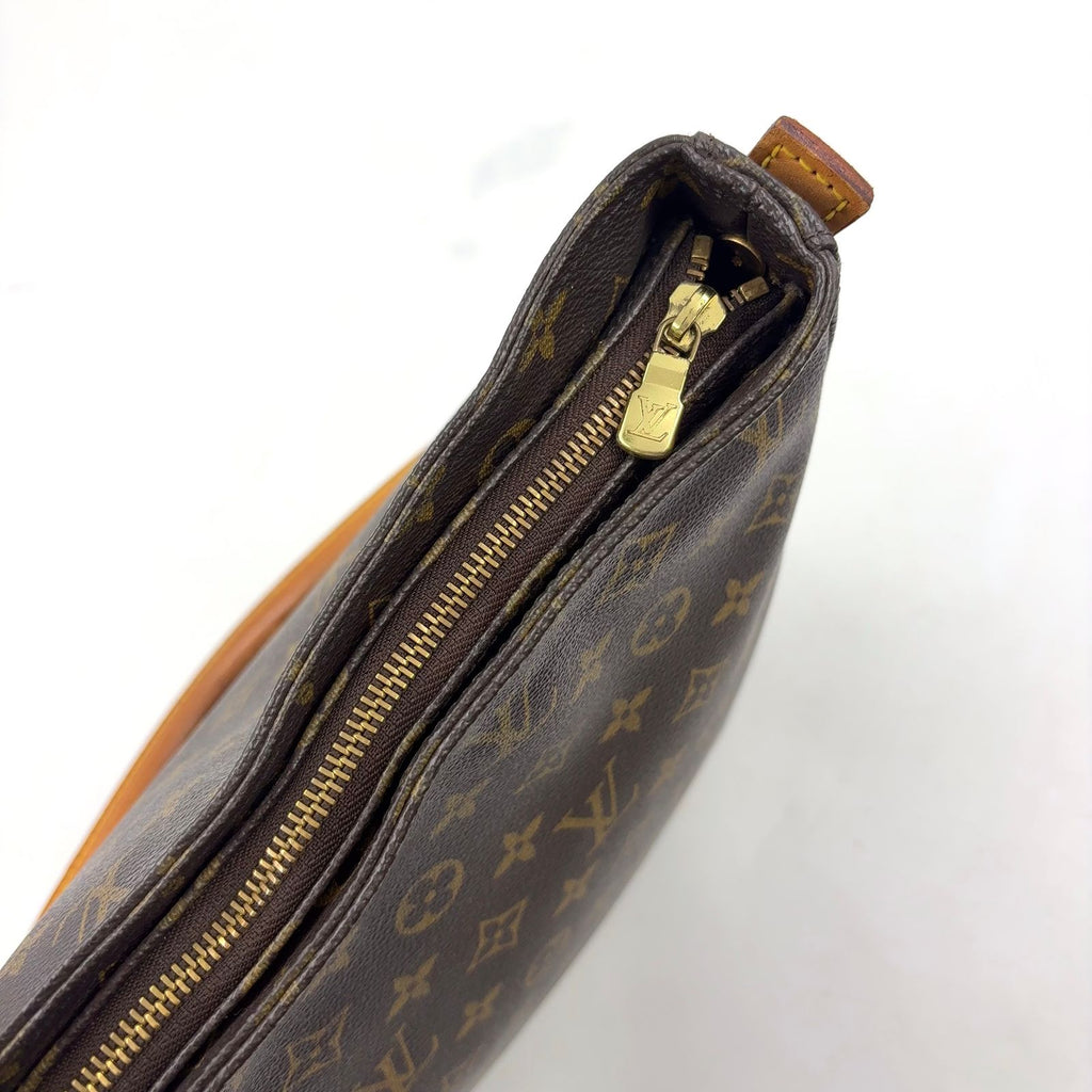 Louis Vuitton Looping GM Monogram Leather Brown Light Shoulder Bag Gold — view 9
