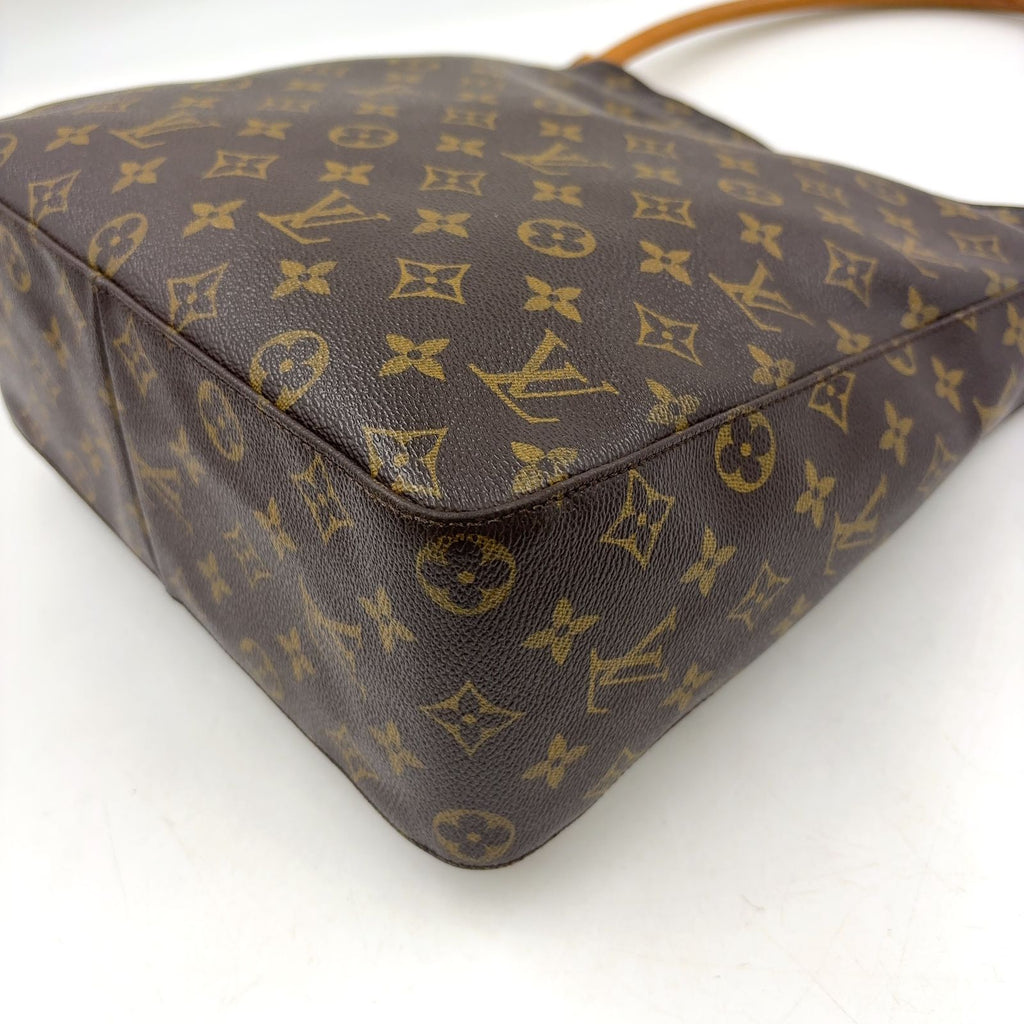 Louis Vuitton Looping GM Monogram Leather Brown Light Shoulder Bag Gold — view 8